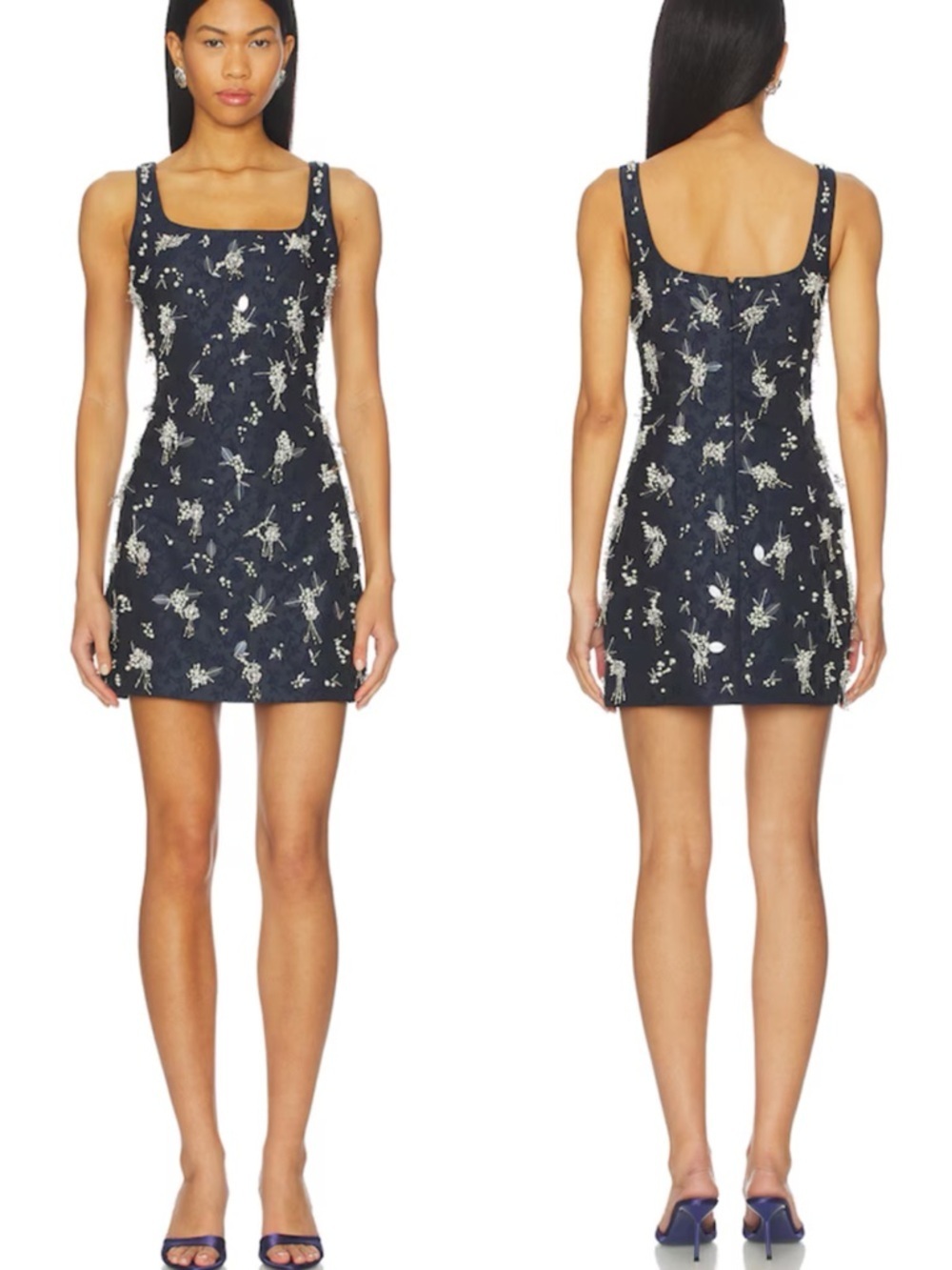 Simkhai Viva jacquard embellished mini dress in Midnight Navy SZ US 0 NWT